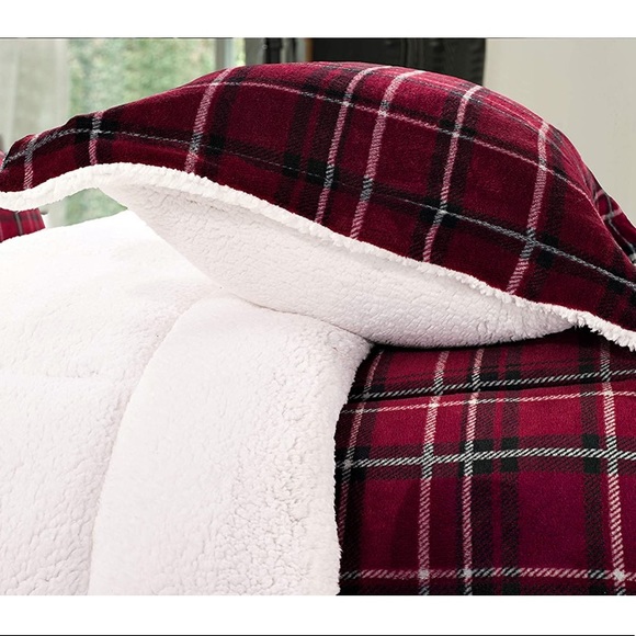 Plaid Micromink Sherpa-Backing Premium Quality Down Alternative Comforter Set 3 - Picture 3 of 5